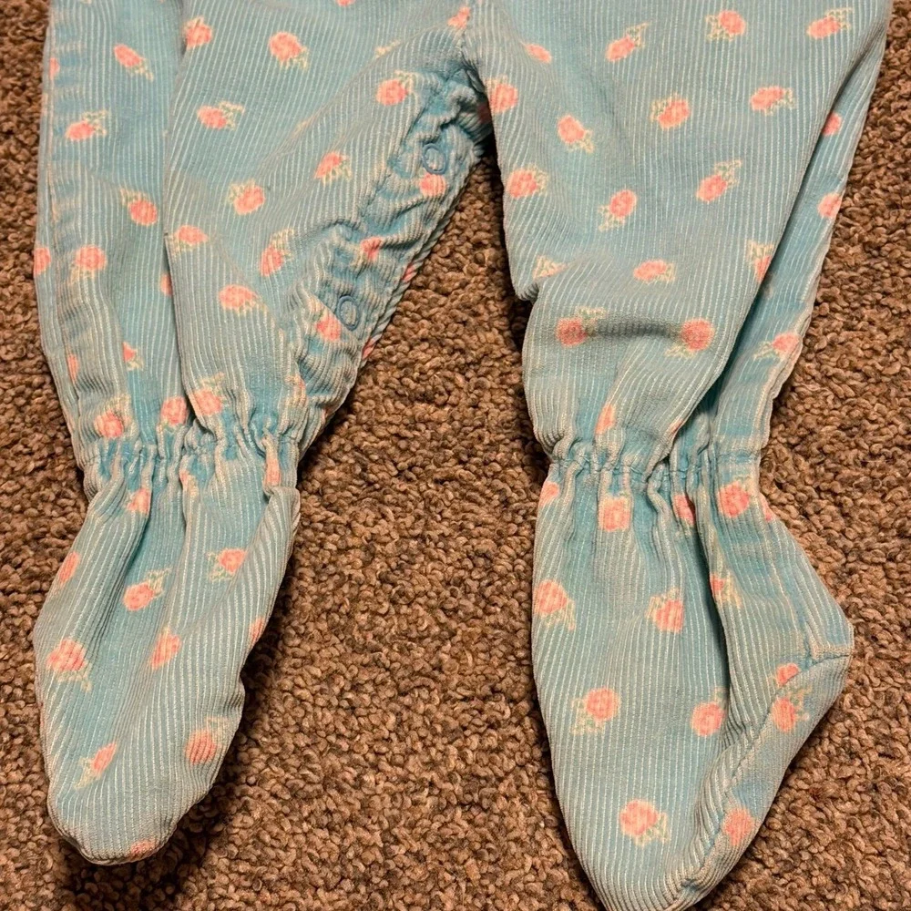 Vintage OshKosh B'gosh Corduroy Overalls Pink Floral Baby Girls 6-9M